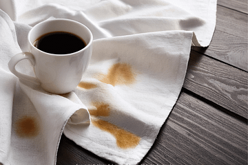 コーヒーのシミがついた布